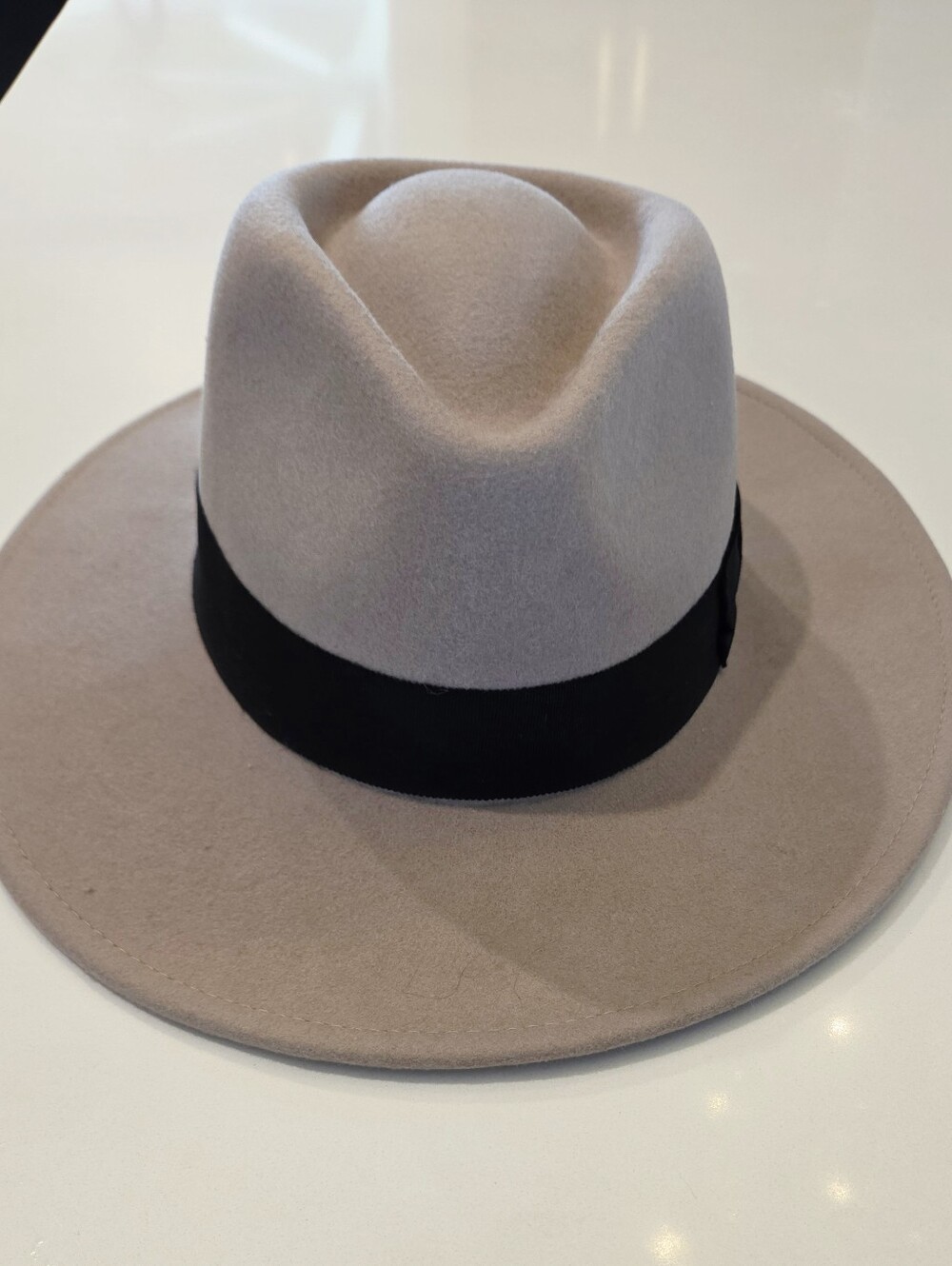 Brixton Taupe Fedora with Black Band